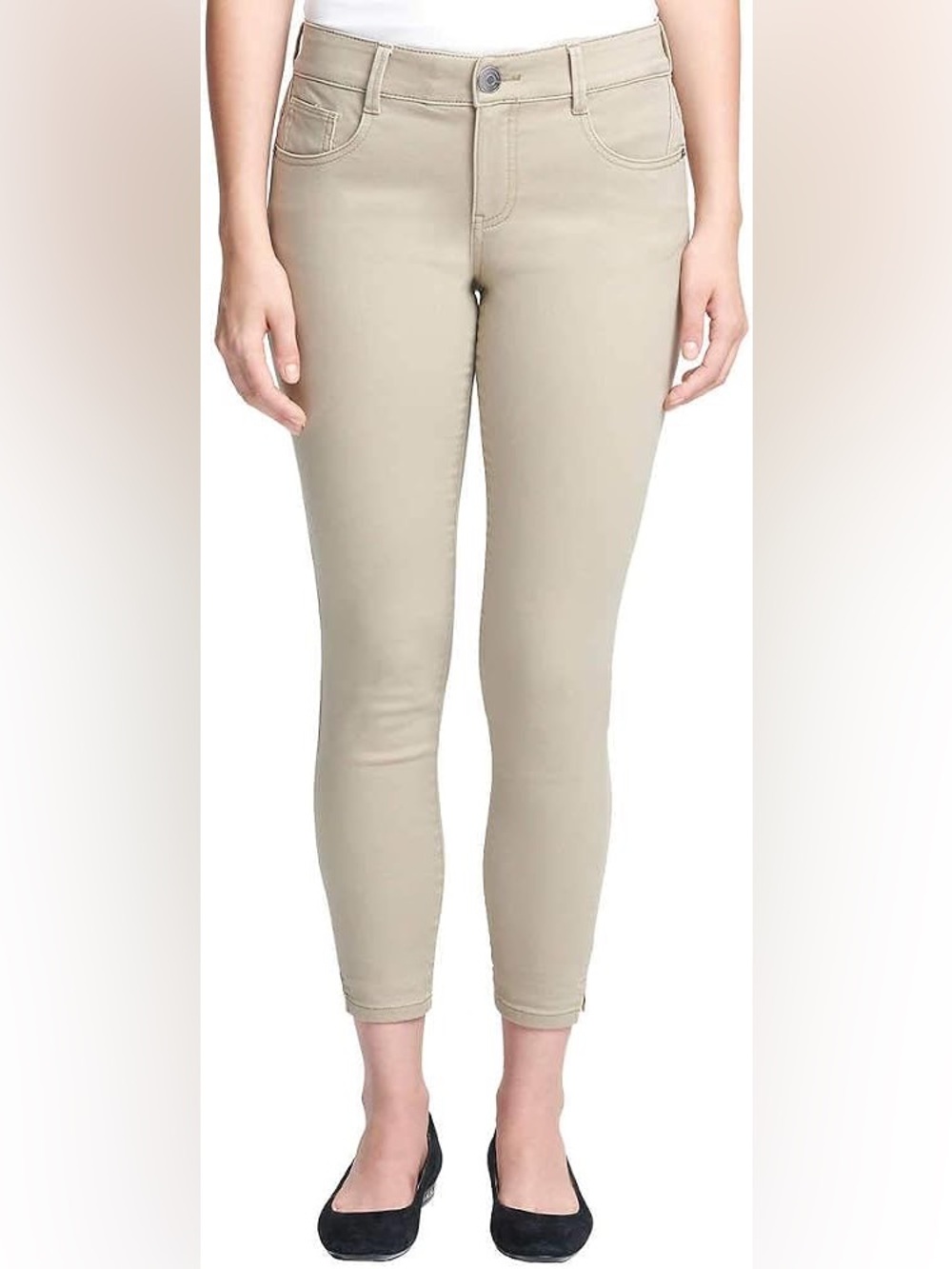 G.H. Bass & Co. Women's Comfort Comfort Waist Twill Waistband Skinny Ankle Crop
